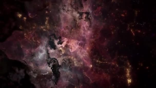 Vuelo Dinámico Rápido Través Del Espacio Exterior Nubes Nebulosas Galácticas — Vídeos de Stock