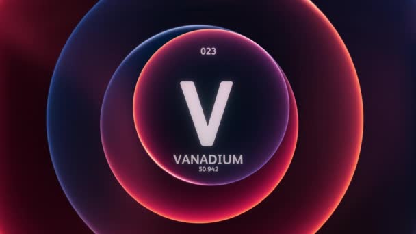 Vanadio Como Elemento Tabla Periódica Concepto Animación Abstracto Rojo Azul — Vídeos de Stock
