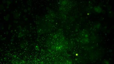 Girdap gibi parlayan yeşil parçacıkların soyut çevresel el ilanı arka planı. Rahatlatıcı konsept 3 boyutlu illüstrasyon duvar kağıdı arka planı. Sihirli psikedelik ışıldayan toz bulutu gösterisi ve uzay arka plakasını kopyala
