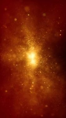 Altın kırmızısı yükselen soyut sihirli yıldız parçacıkları girdaplı döngü arka planlarını aydınlatıyor. Dikey lüks ve göz alıcı 3 boyutlu animasyon arkaplanı. Parlayan yavaş çekim kehribar, lüks ürün çekimi için kıvılcımlar saçar.