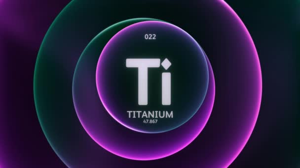 Titânio Como Elemento Tabela Periódica Animação Conceito Anéis Gradiente Roxo — Vídeo de Stock