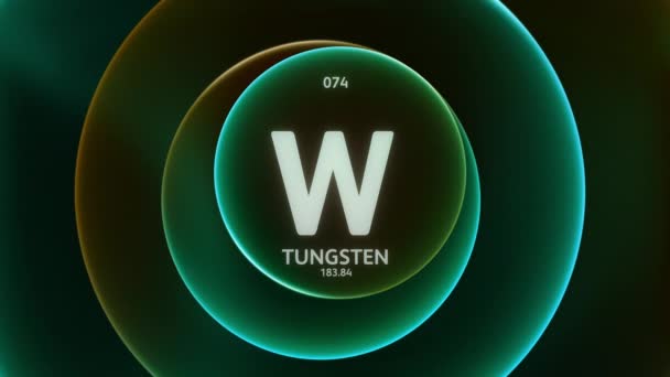 Tungstênio Como Elemento Tabela Periódica Animação Conceito Abstrato Verde Laranja — Vídeo de Stock