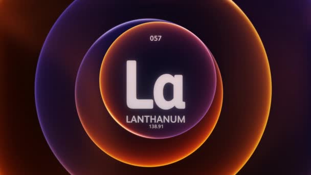 Lanthanum Jako Prvek Periodické Tabulky Koncept Animace Abstraktní Modré Oranžové — Stock video