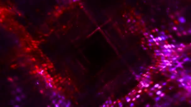 Futuriste Rose Bleu Ultraviolet Néon Cubes Tunnel Animation Abstraite Boucle — Video