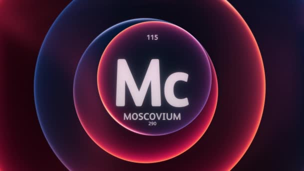 Moscovio Como Elemento 115 Tabla Periódica Concepto Animación Abstracto Rojo — Vídeos de Stock