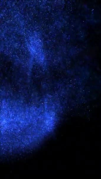 摘要蓝色液体浮力恒星颗粒群 优雅的宇宙灯光3D动画背景 垂直魔法假日背景和闪烁的仙女尘慢动作壁纸Vj循环 — 图库视频影像