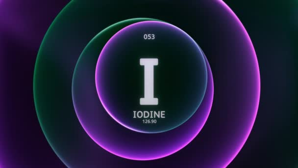 Iodin Sebagai Elemen Dari Tabel Periodik Animasi Konsep Pada Abstrak — Stok Video