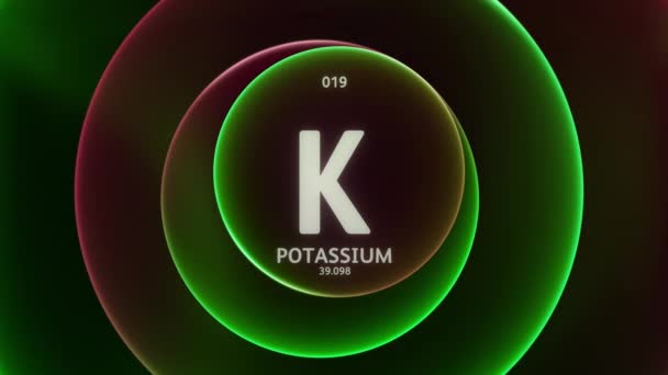Potassium Comme Élément Tableau Périodique Animation Conceptuelle Sur Fond Boucle — Video