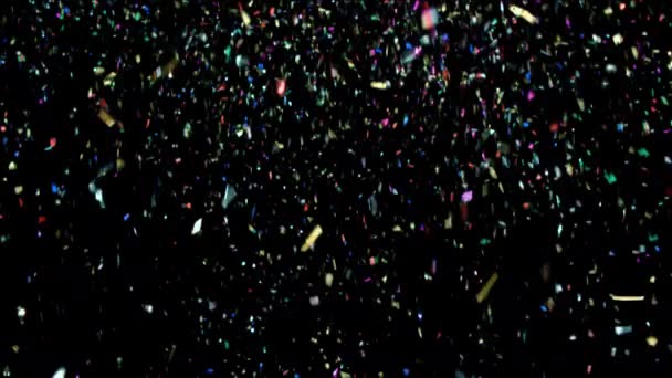 Studio Close Shot Van Echte Metallic Multi Gekleurde Confetti Tinsel — Stockvideo