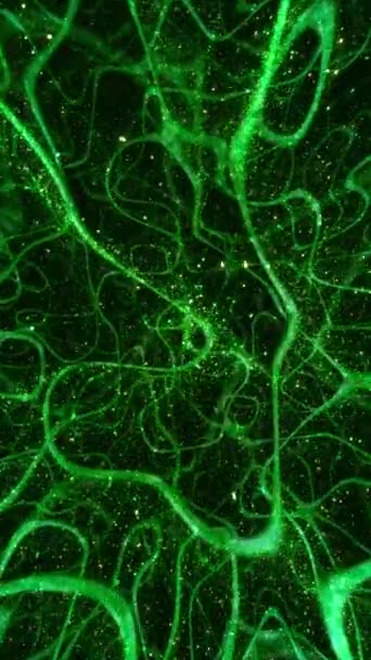 Grüne Energiepartikel Abstrakten Futuristischen Mikrobiellen Kelp Clustern Vertikale Animationsschleife Hintergrund — Stockvideo
