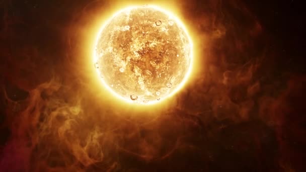 Sole Eruzione Calda Avvolto Nubi Nebulosa Plasma Idrogeno Giovane Stella — Video Stock