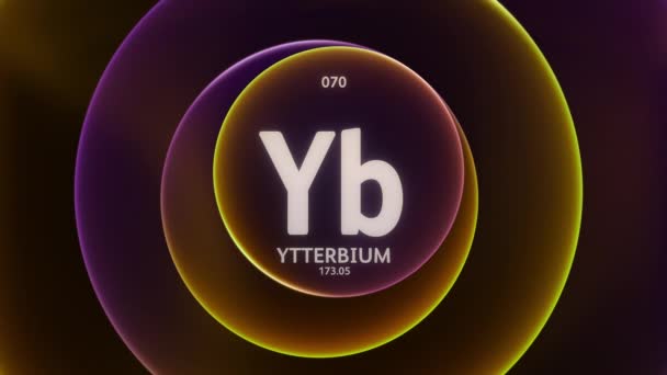 Ytterbium Jako Prvek Periodické Tabulky Koncept Animace Abstraktní Oranžové Fialové — Stock video