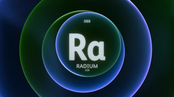 Radium Jako Prvek Periodické Tabulky Koncepce Animace Abstraktním Zeleném Modrém — Stock video