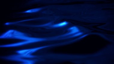 Soyut, soyut, makro su dalgası döngüsü arka planı. Neon Blue fotokopi alanı sahne arkası modeli. Sıvı erimiş sıvı, parlak çivit mor yağ yüzeyinin 3 boyutlu çizimi.