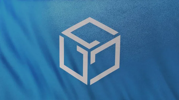 Логотип Иконы Gala Games Coin Фоне Баннера Голубым Флагом Концепция — стоковое фото