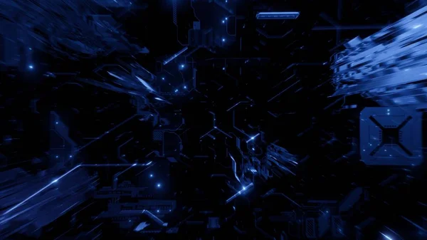 Futuristische Abstrakte Blaue Cyberspace Gaming Schleife Hintergrund Mit Kryptowährung Und — Stockfoto