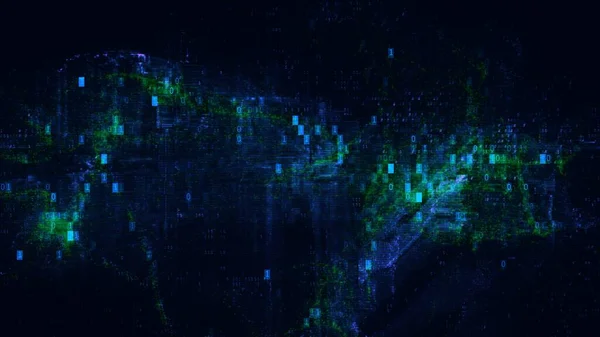 Abstrakte Blau Grüne Fehlercode Panne Hintergrund Technologie Und Kommunikation Hud — Stockfoto