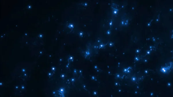 Kék Megvilágított Plazma Nanotechnológia Részecske Energia Banner Háttér Absztrakt Animációs — Stock Fotó