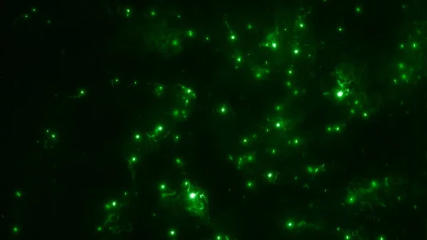 Green Illuminated Glowing Algae Particle Energy Banner Background Abstract Illustration — Stock Photo, Image