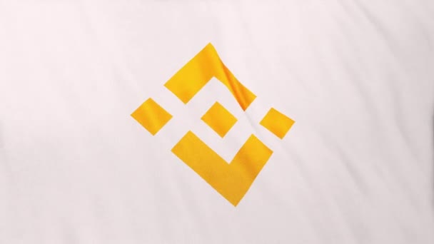 Logo Ikon Bnb Binance Coin Pada Latar Banner Bendera Putih — Stok Video