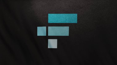 FTC Token FTT Para simgesi logosu siyah bayrak arkaplanında. DeFi borsasında işlemleri güvence altına almak için engelleme teknolojisi kullanan şifreleme ve fintech için 3D illüstrasyon kavramı.