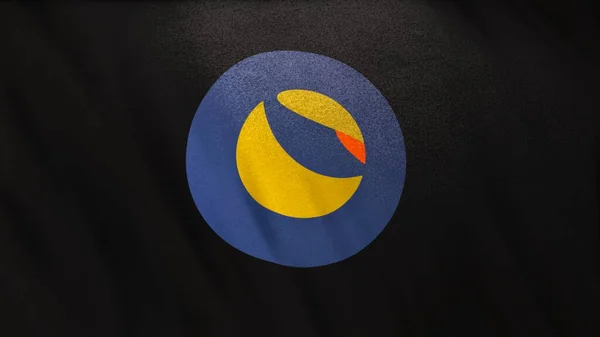 Terra Luna Logo Icona Della Moneta Sfondo Bandiera Nera Concetto — Foto Stock