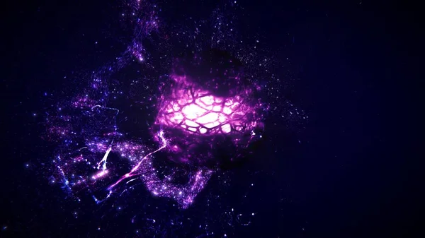 Jądro Cząstek Elementarnych Obracającej Się Subatomowej Materii Kwantowej Orbitującymi Neutrinami — Zdjęcie stockowe