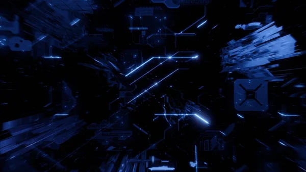 Fondo Bucle Juego Ciberespacio Azul Abstracto Futurista Con Criptomoneda Tecnología — Foto de Stock