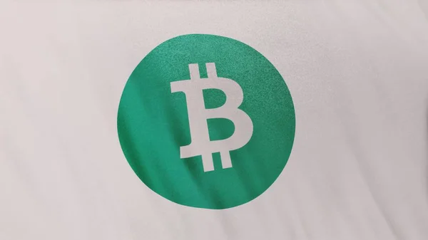 Btc Bitcoin Cash Coin Ikon Logó Fehér Zászlós Banner Háttér — Stock Fotó