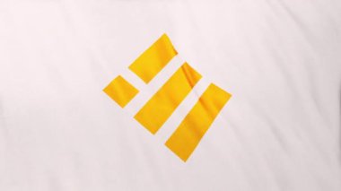 Beyaz bayrak arka planında BUSD Binance USD para simgesi logosu. DeFi borsasında işlem güvence altına almak için blockchain teknolojisi kullanan şifreleme ve fintech için 3D animasyon