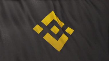 Gri bayrak arka planında BNB Binance Sikke simgesi logosu. DeFi borsasında işlem güvence altına almak için blockchain teknolojisini kullanarak şifreleme ve fintech için 3D animasyon.
