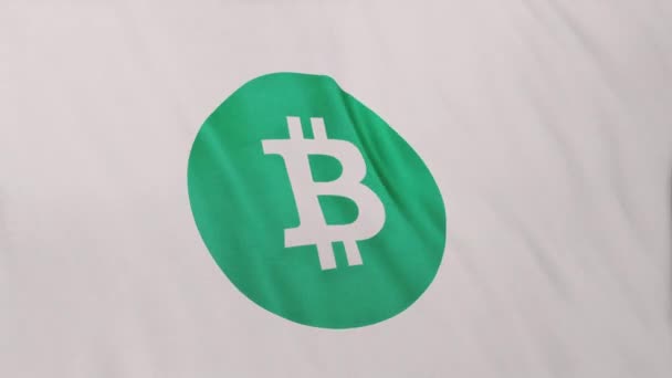 Btc Bitcoin Cash Coin Icon Logo White Flag Banner Background — Stock Video