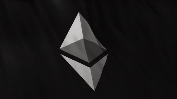 Eth Ethereum Λογότυπο Εικονίδιο Μαύρο Φόντο Banner Σημαία Έννοια Animation — Αρχείο Βίντεο