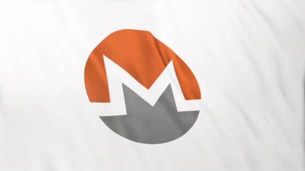 Beyaz Bayrak Arka Planında Monero Xmr Sikke Simgesi Logosu Defi — Stok video