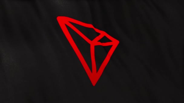 Logo Ikony Trx Tron Coin Pozadí Praporu Černé Vlajky Koncepce — Stock video