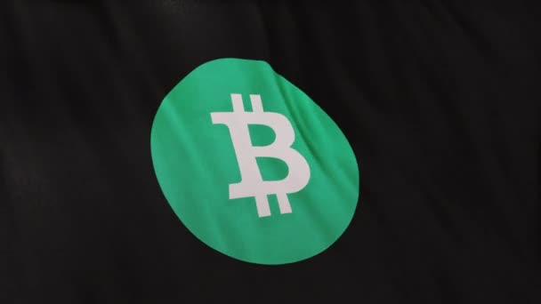 Btc Bitcoin Cash Coin Pictogram Logo Witte Vlag Banner Achtergrond — Stockvideo