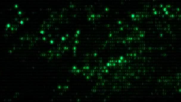 抽象的なデジタルコードでHudインターフェース3Dアニメーションを検出しました サイバーパンクコンピュータのメルトダウンオーバーレイとしてのコンセプトグリッチバックグラウンドとエイリアン通信復号の断片コード — ストック動画