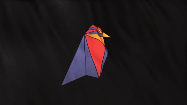 Ravencoin Rvn Érme Ikon Logó Fekete Zászló Háttér Concept Animáció — Stock videók