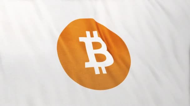 Btc Bitcoin Ícone Logotipo Fundo Banner Bandeira Branca Concept Animação — Vídeo de Stock