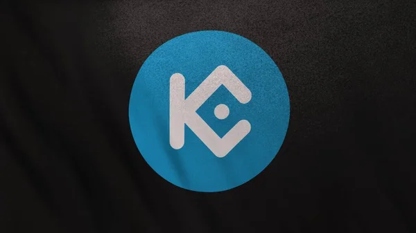 Kucoin Token Kcs Λογότυπο Εικονιδίου Νομίσματος Φόντο Μαύρου Banner Σημαίας — Φωτογραφία Αρχείου