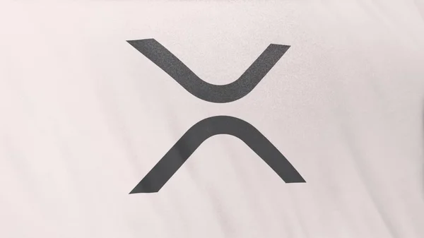 Beyaz Bayrak Arkaplanında Xrp Dalgalı Sikke Simgesi Logosu Defi Borsasında — Stok fotoğraf