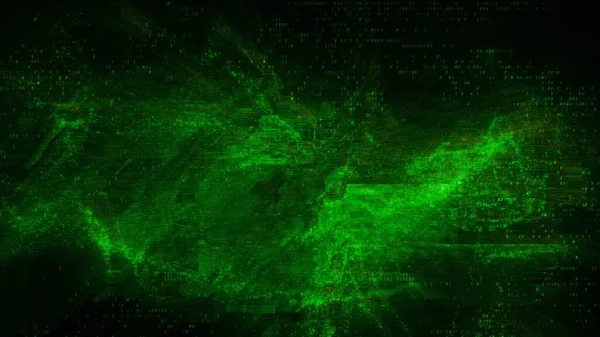Abstract Groene Foutcode Glitch Achtergrond Technologie Communicatie Hud Kopieer Ruimte — Stockfoto