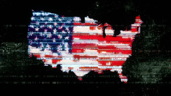Glitched United States America Flag Silhouette Usa Map Abstract Digital — Fotografia de Stock