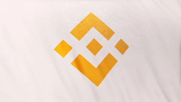 stock image BNB Binance Coin icon logo on white flag banner background. Concept 3D illustration for cryptocurrency and fintech using blockchain technology to secure transactions in stock exchange DeFi market.