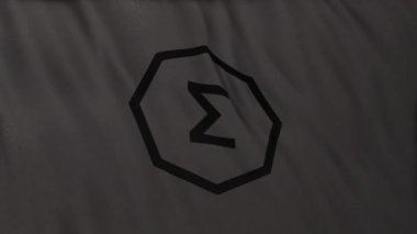 Gri bayrak arka planında bu yüzden ERG sikke simgesi logosu var. DeFi borsasında işlem güvence altına almak için blockchain teknolojisi kullanan şifreleme ve fintech için 3D animasyon.