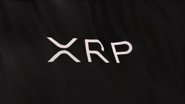 Xrp Ripple Coin Ikonen Logotyp Svart Flagga Banner Bakgrund Begreppet — Stockvideo