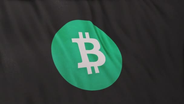 Btc Bitcoin Cash Coin Ícone Logotipo Fundo Banner Bandeira Branca — Vídeo de Stock