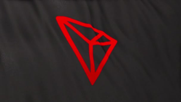Trx Tron Coin Icoon Logo Grijze Vlag Banner Achtergrond Concept — Stockvideo