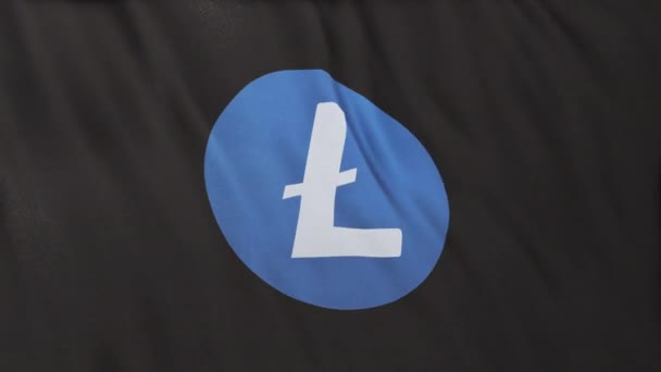 Ltc Litecoin グレーフのバナーの背景にコインのアイコンのロゴ 仮想通貨とフィンテックのためのコンセプト3Dアニメーション ブロックチェーン技術を使用して証券取引所Defi市場での取引を保護する — ストック動画