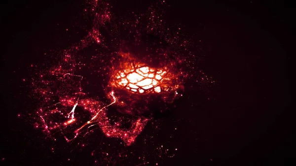 Czerwona Obracająca Się Radioaktywna Kula Plazmowa Cząsteczka Super Gorącej Subatomowej — Zdjęcie stockowe